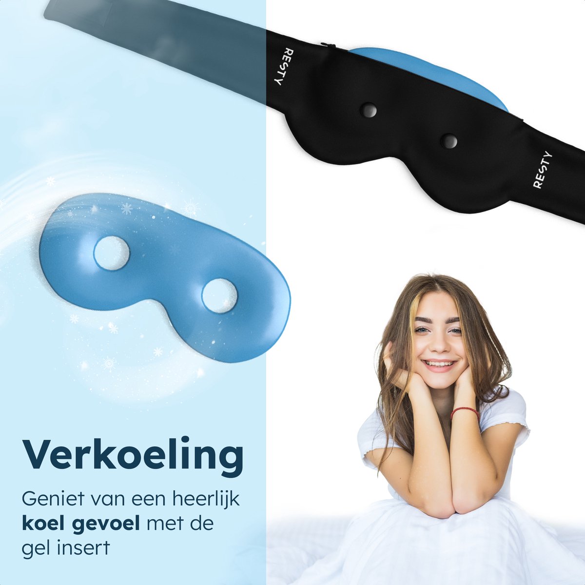 Resty® 4-in-1 Slaapmasker – 100% Lichtdicht – Koelen/Verwarmen/Aromatherapie – 3 Inzetstukken – Comfortabele 4D-pasvorm — afbeelding 6
