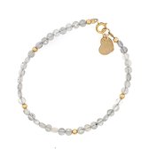 Pat's Jewels Armband - Armband Dames - Kralen Armband - Edelsteen - Labradoriet - Grijs - Goud