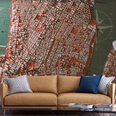 Fotobehangkoning - Behang - Vliesbehang - Fotobehang Kaart van Manhattan Plattegrond - Let's Meet In Manhattan - 250 x 175 cm
