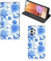 Smart Cover Geschikt voor Samsung Galaxy A32 4G | A32 5G Enterprise Editie Flowers Blue