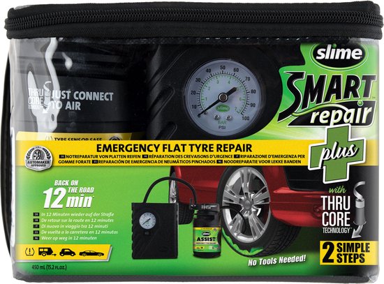Foto: Slime smart repair plus kit complete bandenreparatieset met 12v compressor voor auto s