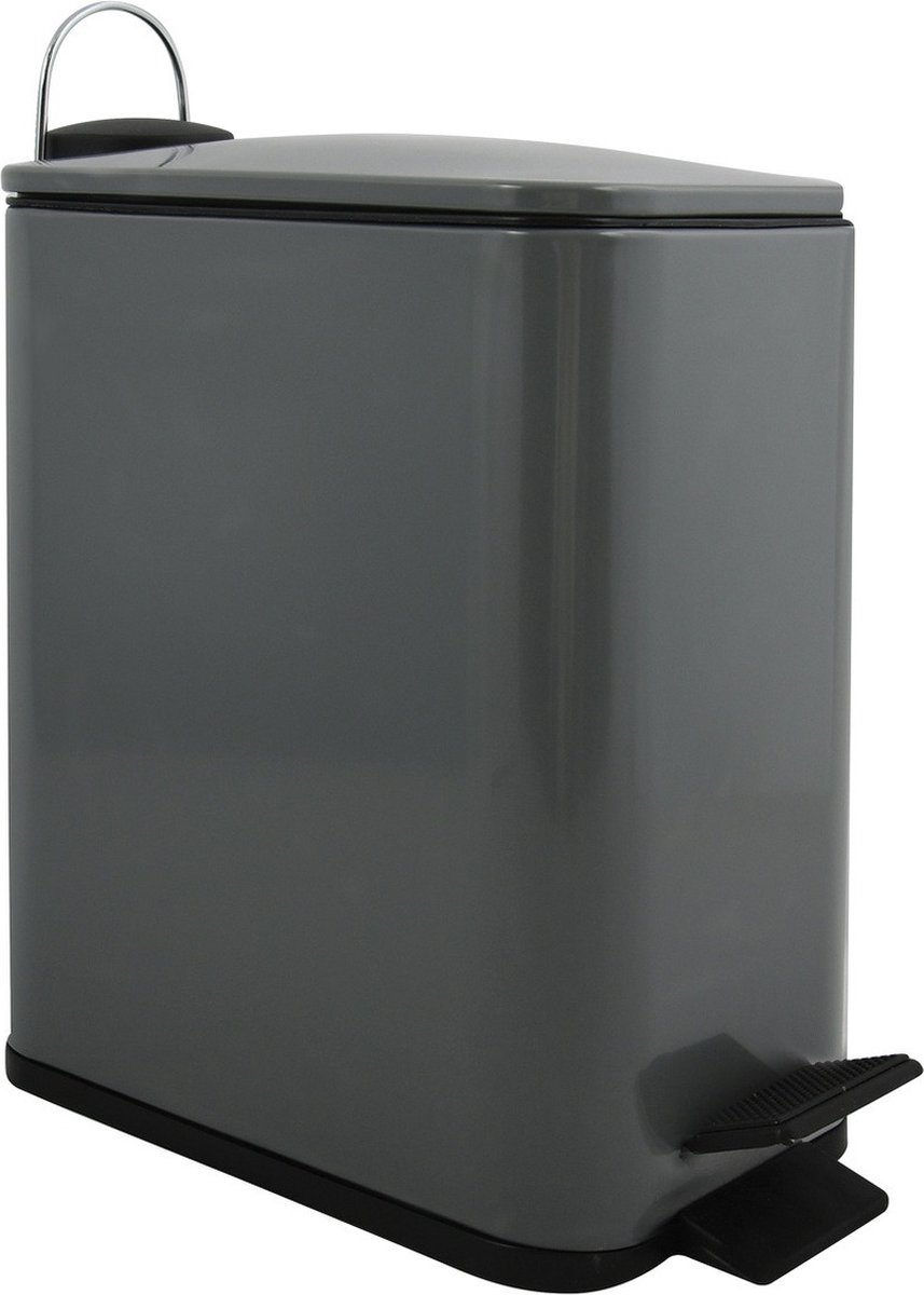 Goedkoopste Spirella Pedaalemmer Paris - donkergrijs - 5 liter - metaal - L28 x B14 x H29 cm - soft-close - toilet/badkamer