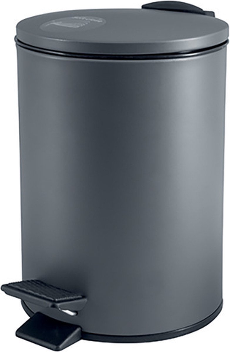 Goedkoopste Spirella Pedaalemmer Cannes - donkergrijs - 5 liter - metaal - L20 x H27 cm - soft-close - toilet/badkamer