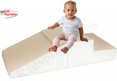 Mini glijbaan Creme-Wit, Zachte Soft Play Foam Blokken 2-delige set | grote speelblokken | motoriek baby speelgoed | foamblokken | reuze bouwblokken | Soft play peuter speelgoed | schuimblokken
