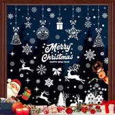 Kerstversiering, 192 stuks Merry Christmas raamstickers klampen inclusief, kerstman, rendier, kerstboom, statische sneeuwvlokken stickers voor Kerstmis binnendecoratie, kerstfeestbenodigdheden