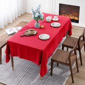 Nappe en lin, nappe en lin 100 % lin, décoration de table Boho , moderne pour table à manger, rouge, 140 x 220 cm