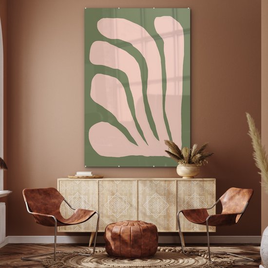 MuchoWow® Peinture sur verre 120x180 cm - Peinture sur verre acrylique - Abstrait - Nature - Pastel - Rose - Photo sur verre - Peintures