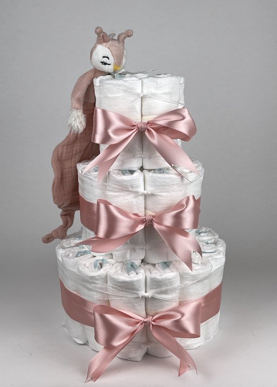 Chouette-Chouette - Luiertaart Meisje - Kraamcadeau - Geboorte Meisje - Babyshower - Tuttle Talia donker Poeder Roze van Chouette-Chouette — afbeelding 2