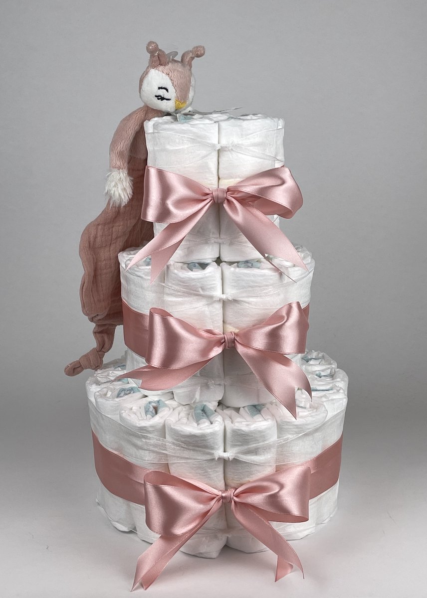 Goedkoopste Chouette-Chouette | Luiertaart Meisje | Kraamcadeau | Geboorte Meisje | Babyshower | Tuttle Talia donker Poeder Roze