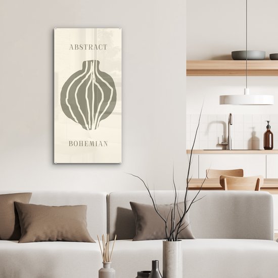 MuchoWow® Peinture sur verre 40x80 cm - Peinture sur verre acrylique - Boho - Vert - Abstrait - Photo sur verre - Peintures