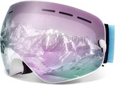 Livano Skibril - Ski Zonnebril - Wintersport - UV-Bescherming - Winddicht - Ski Gadgets - Dames & Heren - Wit & Roze