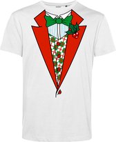 T-shirt Kerst Smoking | Foute Kersttrui Dames Heren | Kerstcadeau | Kerstpakket | Wit | maat L