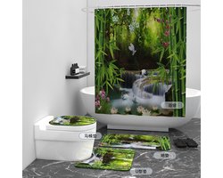 Floraweg Douchegordijn,Shower Curtain,badgordijn,badkamergordijn,Stil landschap,-topkwaliteit - digitale printen -Anti Schimmel - Inclusief 12 ringen -met 12 stuks douchegordijnhaken – Waterdicht -Wasbaar- Polyester - 180x200 cm