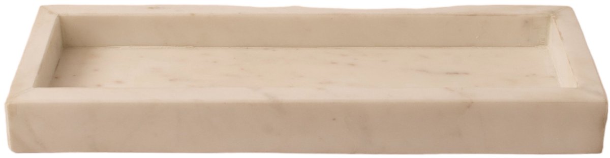 WinQ- Schaal Marmer wit - Rechthoekig 35x13cm - met dikke rand 3,5cm hoog