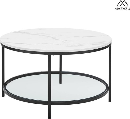 MIRA Home - Table basse - Salon - Table - Table d'appoint - Table ronde - 80x80x44,5