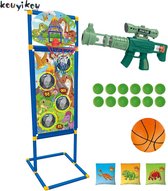 Multic 3-in-1 Binnensport Speelgoed - Bean Bags Toss Spel, Basketbal, Luchtdrukpistool Bewegende Schietspel Geweer Speelgoed - BB gun