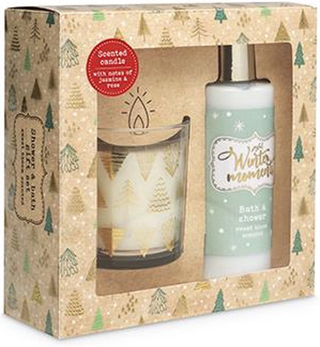 Goedkoopste Bad giftset Winter Moments met 200ml bad-en douchegel en een geurkaars.