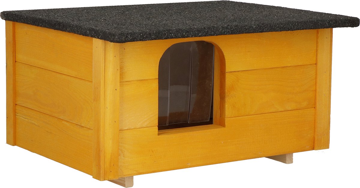 Springos Kattenhuis - Geïsoleerd voor buiten - Met krabmuur - Bruin