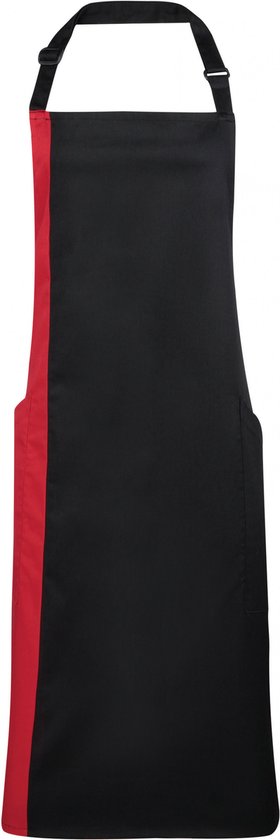 Premier Contrast Bib Apron PR162 - BLACK / RED - One size