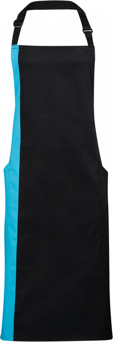 Premier Contrast Bib Apron PR162 - Black / Turquoise - One size
