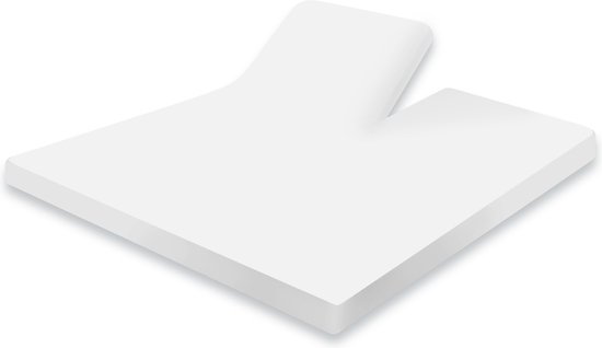 Wit hoeslaken met split, ontworpen voor een splittopper.