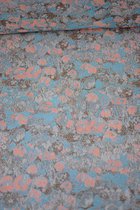 Jacquard grijs met roze en lichtblauwe vlekjes en lurex zilver 1 meter - modestoffen voor naaien - stoffen Stoffenboetiek