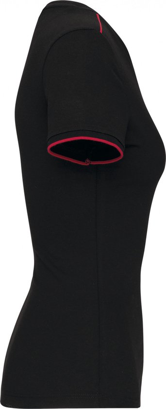 T-shirt Dames M WK. Designed To Work Ronde hals Korte mouw Black / Red 65% Polyester, 35% Katoen