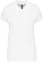 Polo Dames XL Kariban Kraag met knopen Korte mouw White 100% Katoen