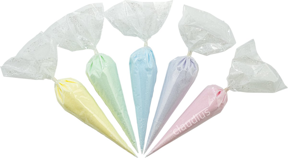Goedkoopste Scrubzout Rainbow Pastel - 500 gram in puntzak wit - zen moment, eucalyptus, opium, lavendel en rozen - Hydraterende Lichaamsscrub