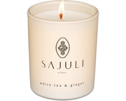 Sajuli Luxe Geurkaars – White Tea & Ginger – Sojawas – 40 branduren – Cadeauverpakking