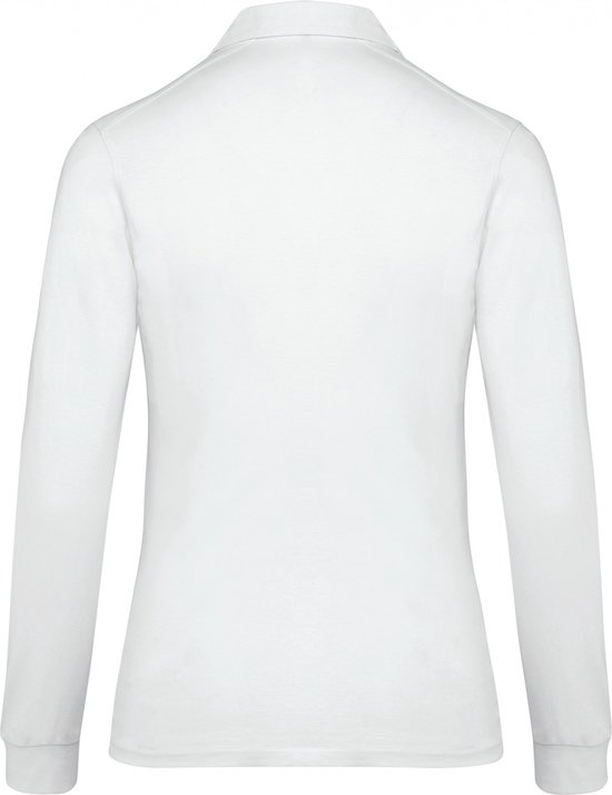 Polo Femme XL Col Kariban avec boutons Manches longues White 98% Katoen, 2% Elasthanne, 10% Viscose