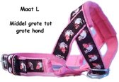 Gentle leader - Gevoerd - Maat L - Licht roze - Skull - Antitrek hoofdhalster hond - Hoofdhalster hond - Antitrek hond - Trainingshalsband