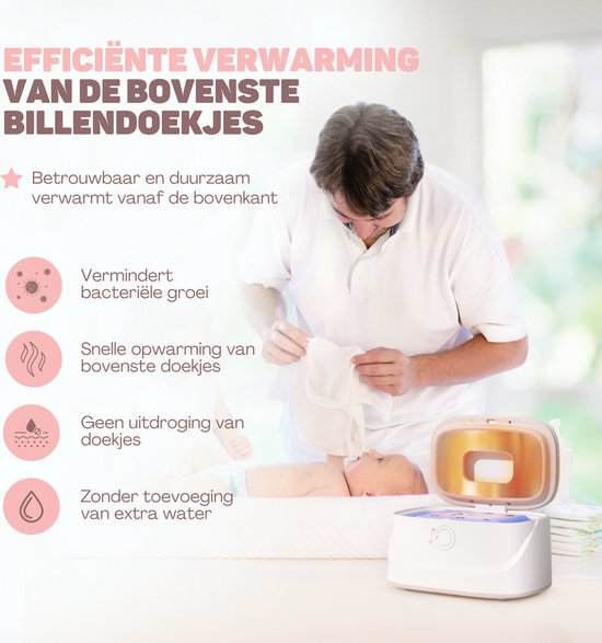 Vulpes Goods® BabyCare - Billendoekjes Verwarmer PRO - Vochtige Doekjes Verwarmer - Billendoekjesdoos - 3 Warmtestanden & fast heating - Nachtlampfunctie - Kinderslot - Wit — afbeelding 2