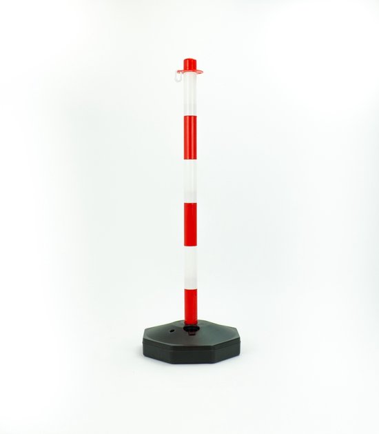 Poteau de barrière - Poteaux de clôture rouge/blanc - socle à remplir - Mexxo