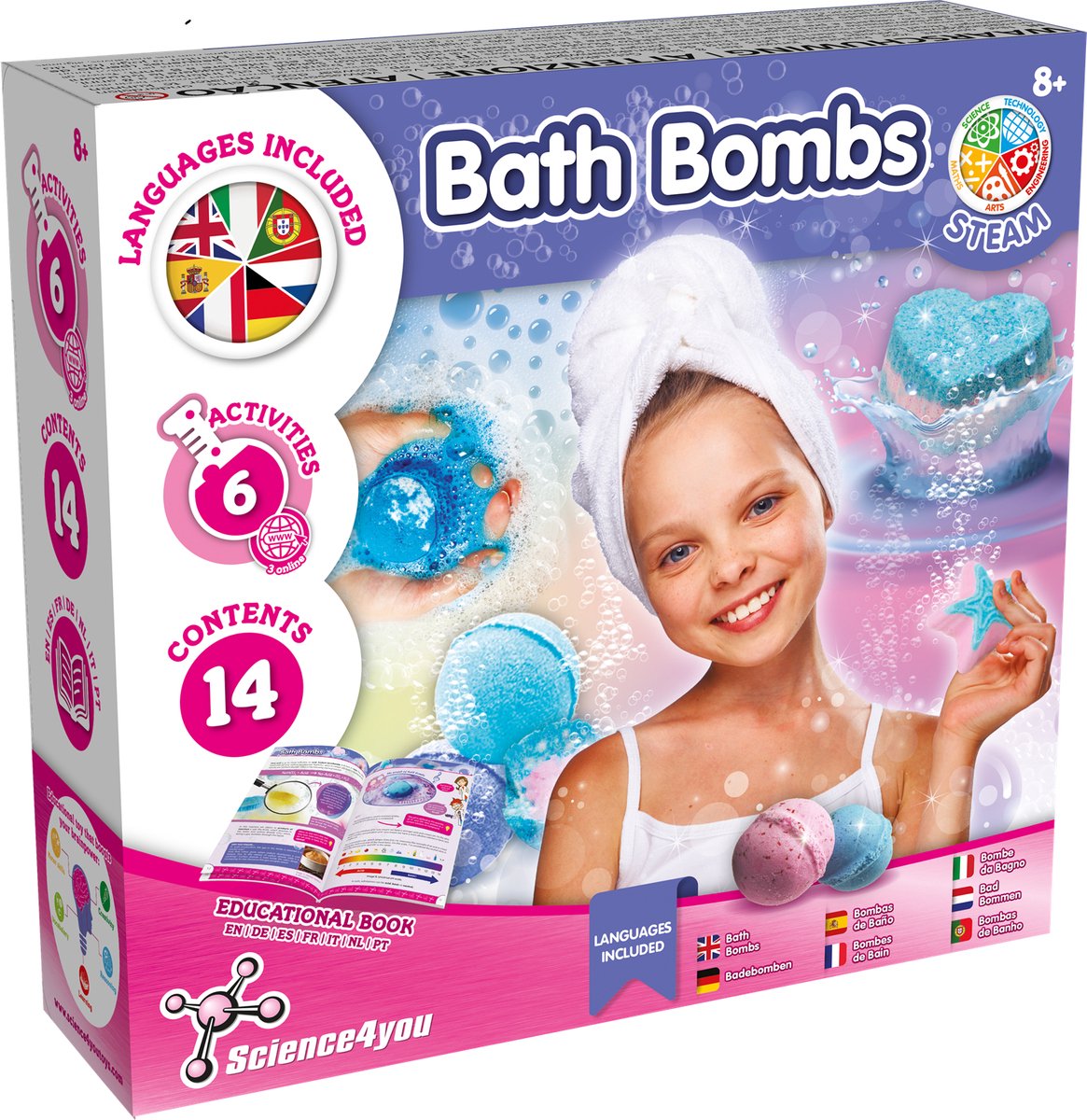 Science4you Bath Bombs - Experimenteerset - Kit voor Het Maken van Badbommen voor Kinderen vanaf 8 Jaar - 6 Experimenten - Educatieve Wetenschapsset