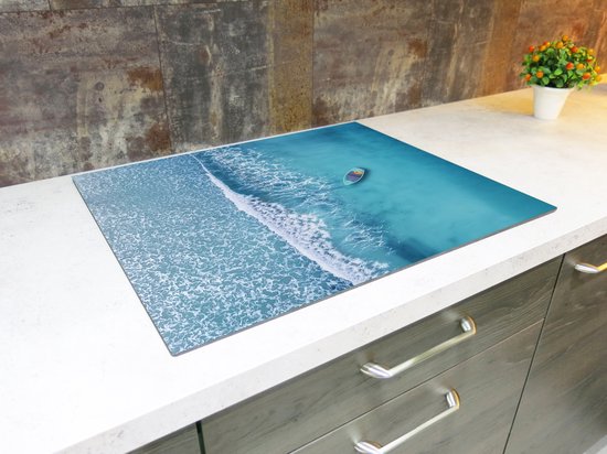 Protection induction - Mer bleue avec bateau - 60x52 cm - Protection induction - Plaque de cuisson induction - Tapis induction - Antidérapant - Décoration Cuisine - Accessoires de vêtements pour bébé de Cuisine