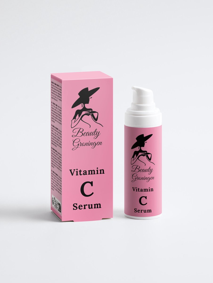 Beauty Groningen Vitamine C Serum Radiante Huid en Vermindering van Pigmentvlekken, met Natuurlijke Vitaminen en Hyaluronzuur, Anti-verouderingsverzorging voor Alle Huidtypen, 99% Natuurlijke Oorsprong