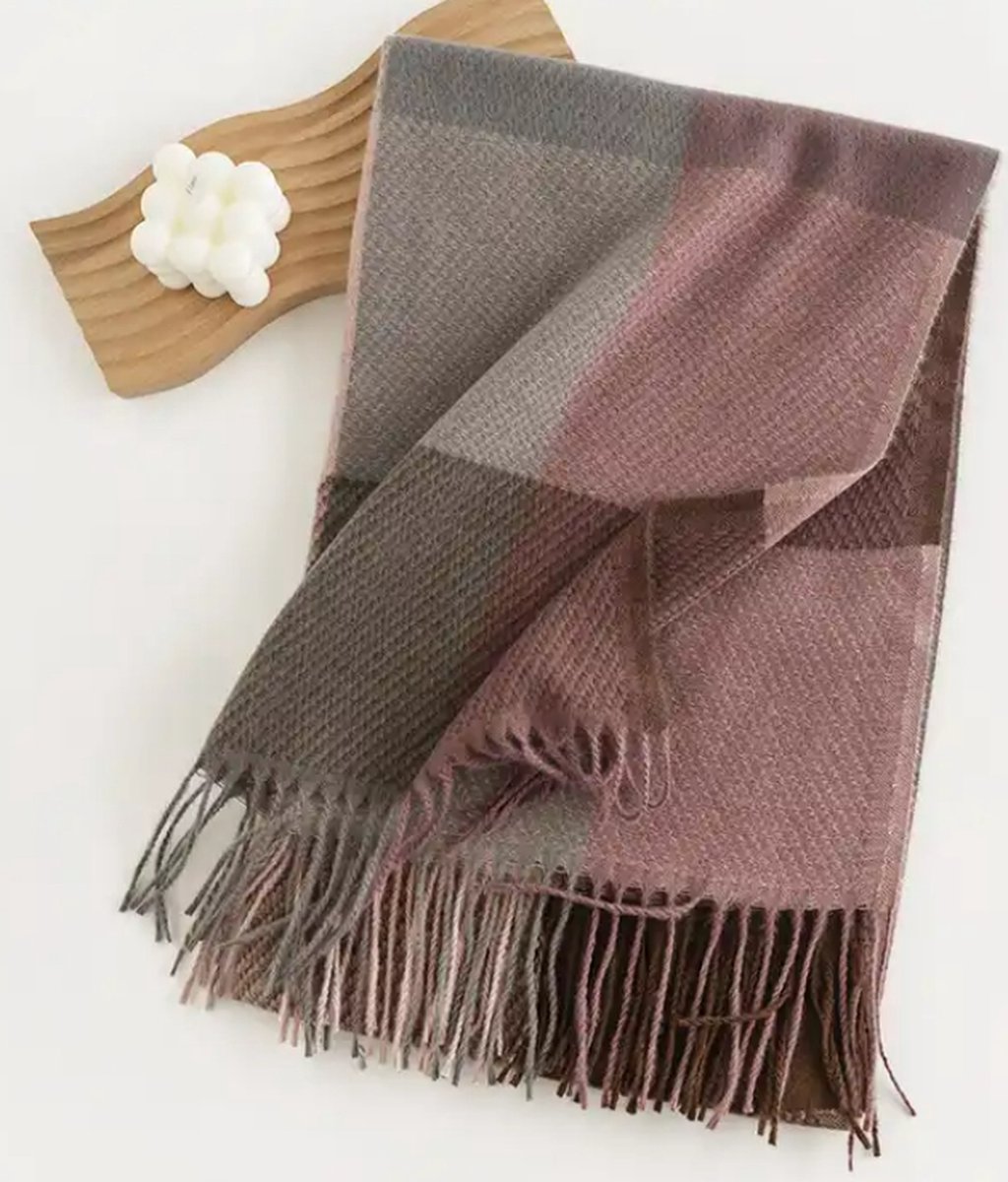 Sjaal grey/viola / super zacht / 206 cm lang en 65 cm breed / verkrijgbaar in 10 verschillende kleuren