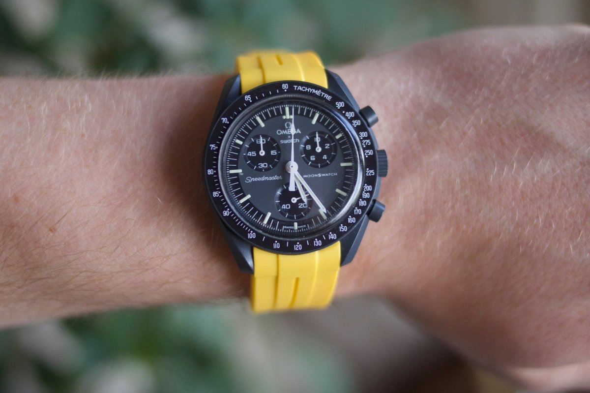 MoonSwatch horlogebandje - Geel Striped