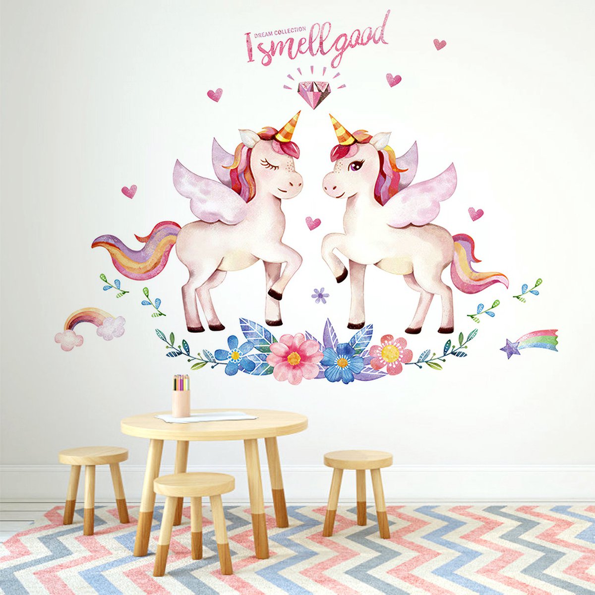 Muursticker Eenhoorn - Unicorn - Kinderkamer - Jongenskamer - meisjeskamer - Muurdecoratie - Wandsticker - Sticker Voor Kinderen 60×90CM