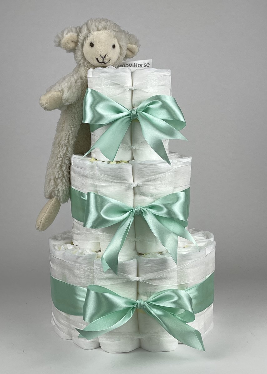 Goedkoopste Chouette-Chouette | Luiertaart Neutraal | Kraamcadeau | Geboorte Jongen Meisje | Babyshower | Tuttle Lamb Leo Groen