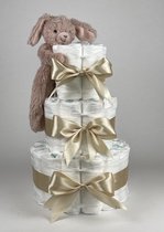 Chouette-Chouette | Luiertaart Meisje | Kraamcadeau | Geboorte Meisje | Babyshower | Tuttle Konijn Rosi Beige