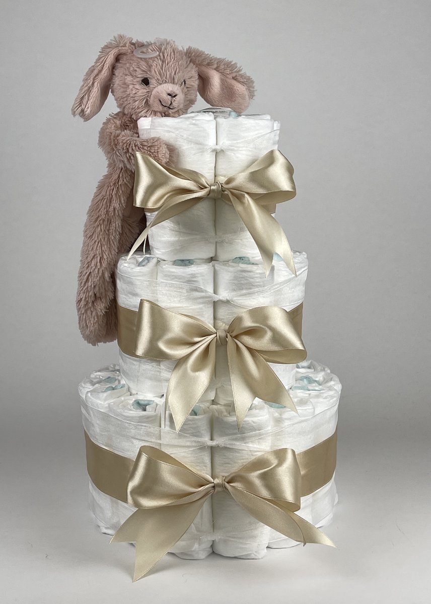 Goedkoopste Chouette-Chouette | Luiertaart Meisje | Kraamcadeau | Geboorte Meisje | Babyshower | Tuttle Konijn Rosi Beige