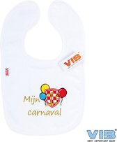 VIB® - Slabbetje Luxe velours - Mijn 1e Carnaval (Wit) - Babykleertjes - Baby cadeau