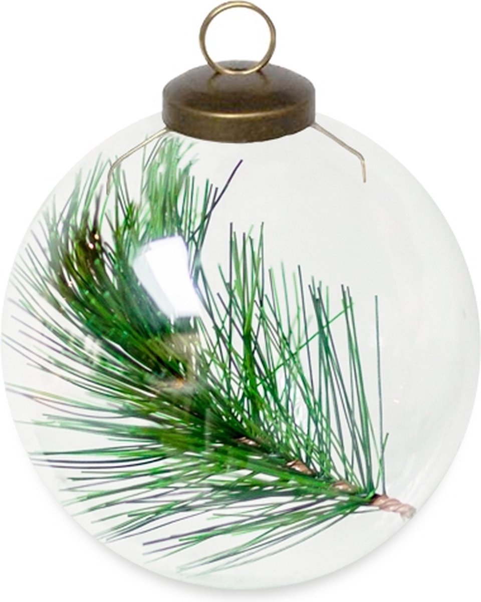 Leeff Kerstbal met tak - Kerstballen - glas - Ø 9 centimeter