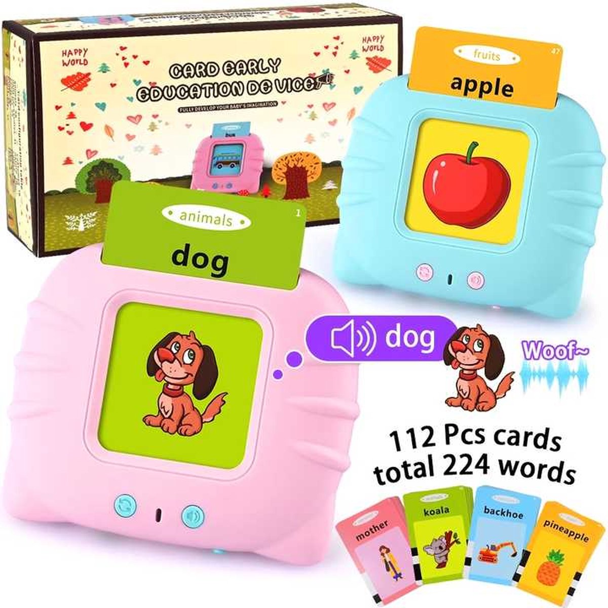 Jouets Éducatifs pour Enfants De 2 3 4 5 6 Ans Cartes Flash Jouets  d'apprentissage avec Cartes De 224 Mots Jouets Préscolaires Montessori  Cadeaux d'anniversaire pour Enfants Rose(French)