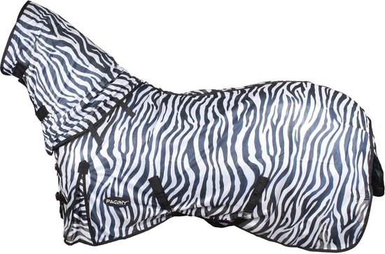 Pagony Zebra Rolnek Vliegendeken - Paardendeken - Maat: 195 - Zwart/Wit - Polyamide Pagony Zebra Rolnek Vliegendeken - Paardendeken - Maat: 195 - Zwart/Wit - Polyamide