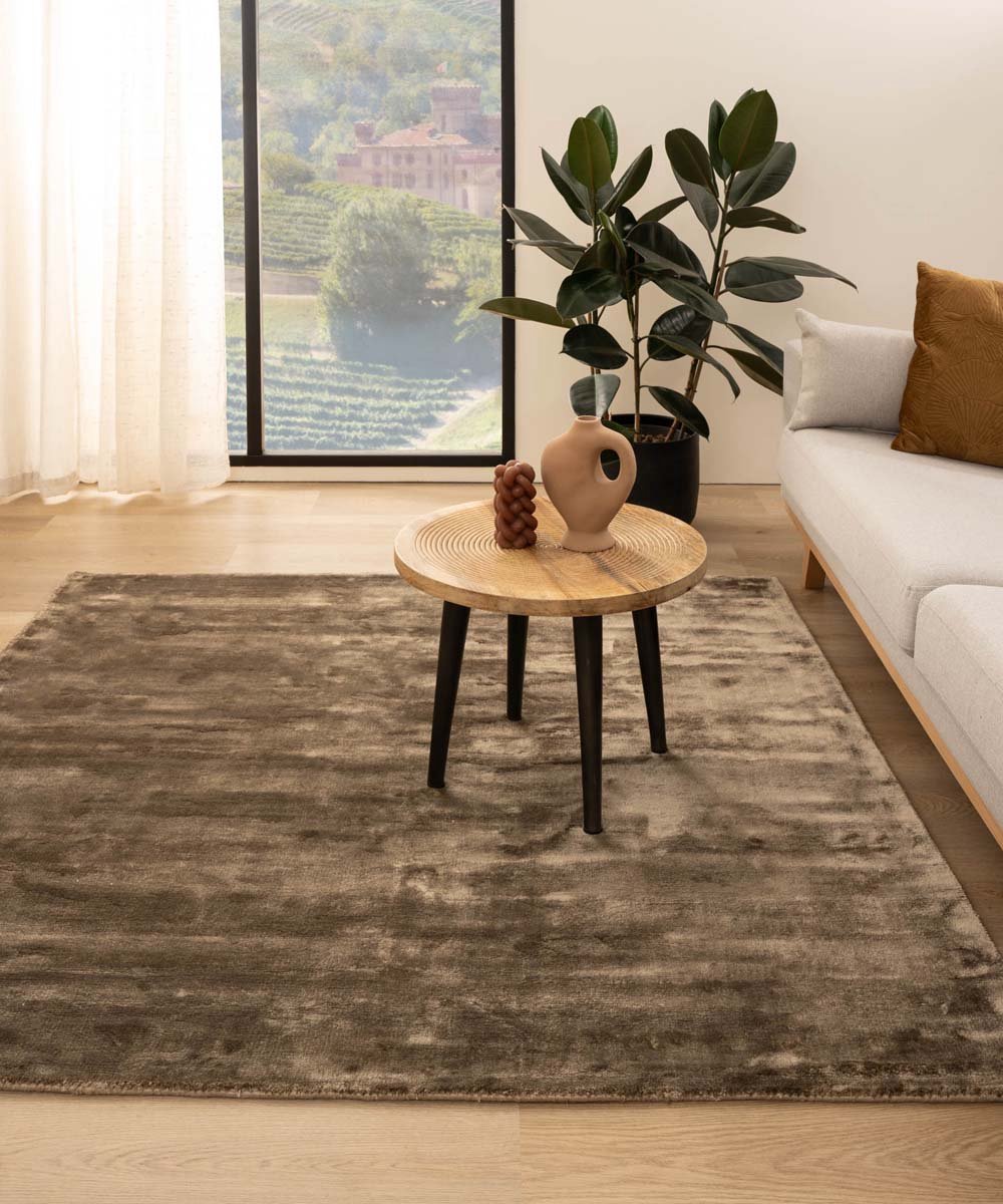 Viscose vloerkleed vierkant - Pearl bruin 250x250