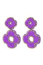 Yehwang - statement oorbellen - paars - strass - kralen - beads