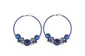 Behave Oorbellen - oorringen - blauw - vintage design - met steentjes - 7cm